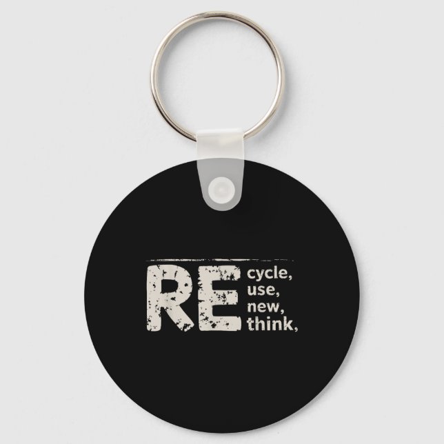 Environmental Gifts Black Re Cycle Use New Think,  Key Ring (Front)