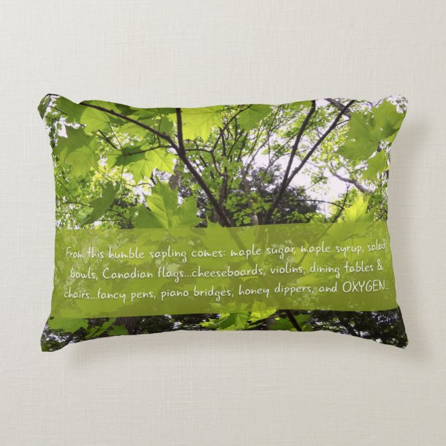 Environmental Message Maple Sapling Accent Pillow (Front)