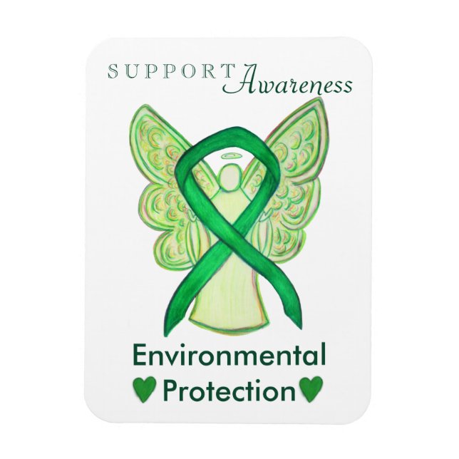 Environmental Protection Awareness Ribbon Magnets (Vertical)