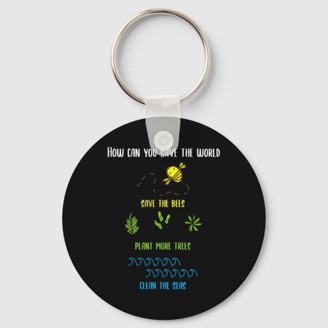 Environmental Protection Bees Plants Trees Lake En Key Ring (Front)
