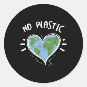 Environmental Protection_ No Plastic - Earth Day Classic Round Sticker