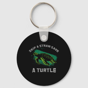 Environmental Protection Skip A Straw Save A Turtl Key Ring