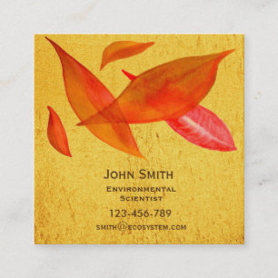 Environmental Scientist  modern leaf design Square Business Card