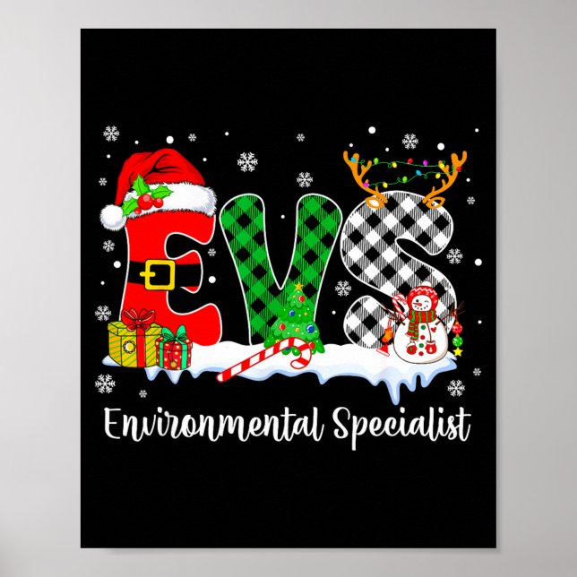 Environmental Specialist Christmas Lights Red Plai Poster (Front)