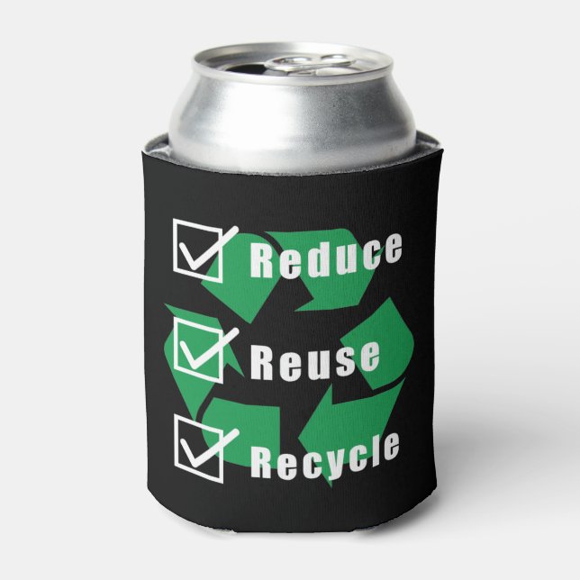 Environmentalism Checklist Reduce Reuse Recycle Can Cooler (Can Front)