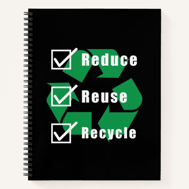 Environmentalism Checklist Reduce Reuse Recycle Notebook (Front)