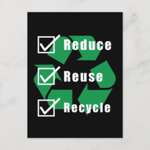 Environmentalism Checklist Reduce Reuse Recycle Postcard