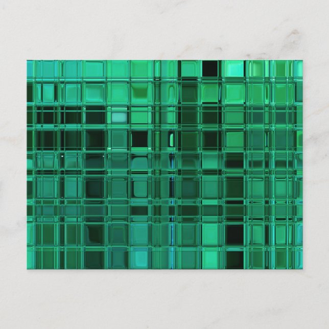 Envy Green Pattern Mosaic Tile Art Postcard (Front)