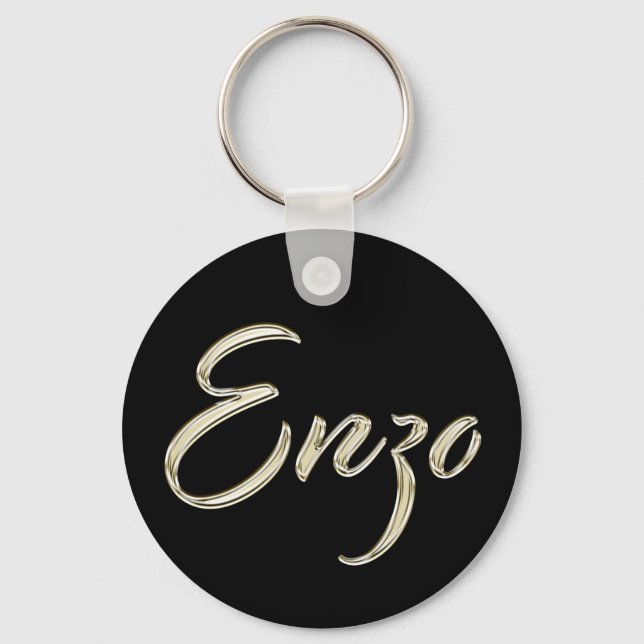 Enzo Name whitegold Button Schlüsselanhänger Key Ring (Front)