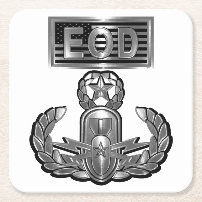 EOD Explosive Ordnance Disposal Square Paper Coaster (Front)