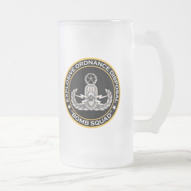 EOD Master Bomb Squad Frosted Glass Beer Mug (Right)