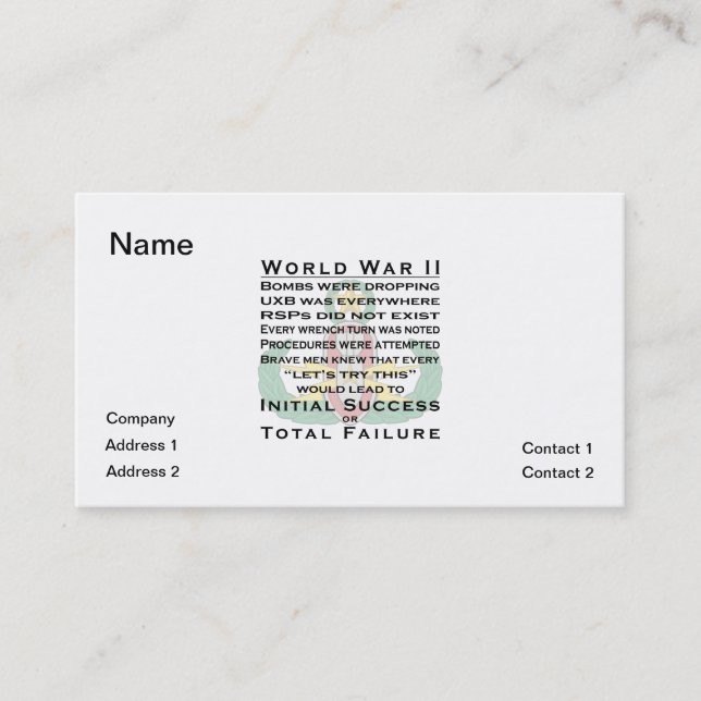 EOD Master WWII Business Card (Front)