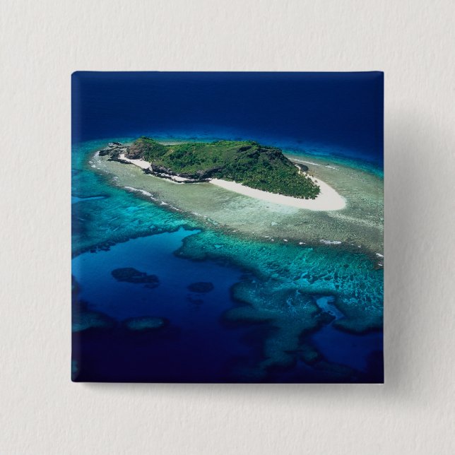 Eori Island, Mamanuca Islands, Fiji - aerial 15 Cm Square Badge (Front)
