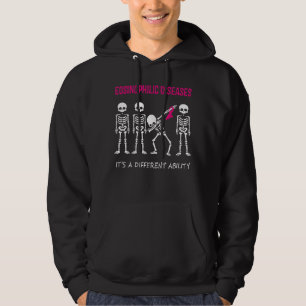 Eosinophilic Diseases Dabbing Skeleton Pink Ribbo Hoodie