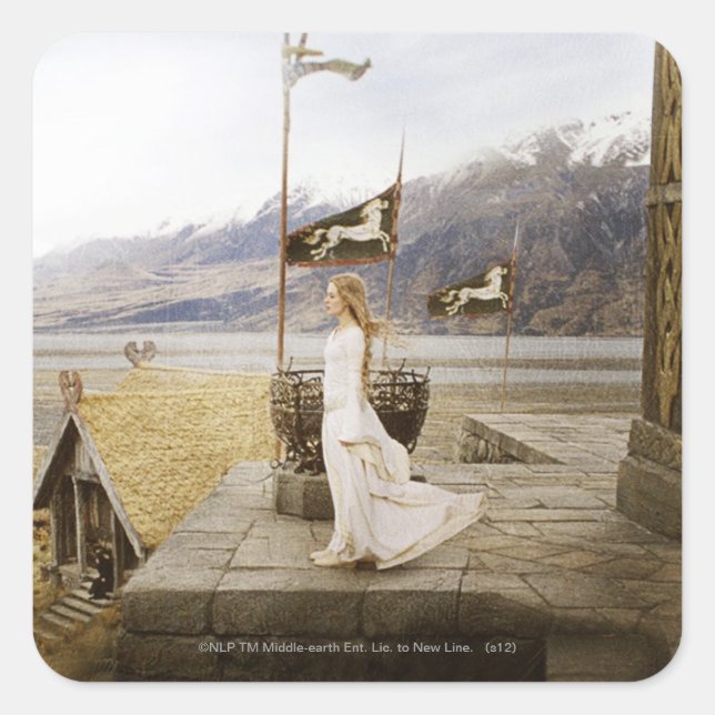 Eowyn on Castle Steps Square Sticker (Front)