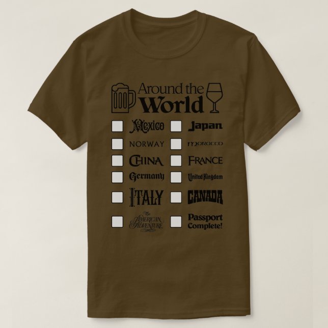 Epcot Drink Around the World Black Text Mexico Fir T-Shirt (Design Front)