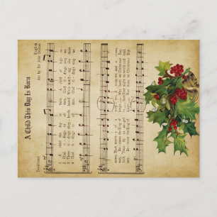 Ephemera A Child This Day Is Born Christmas Carol Holiday Postcard