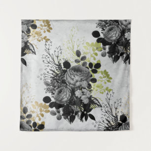 Ephemera Black & Gold Floral Tapestry