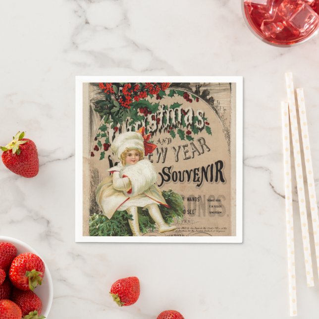 Ephemera Christmas New Year Souvenir Poster Napkin (Insitu)