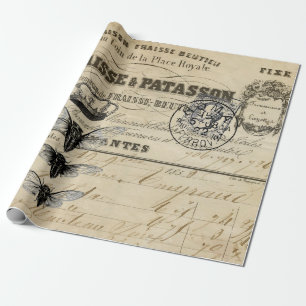 Ephemera Decoupage Poster Wrapping Paper
