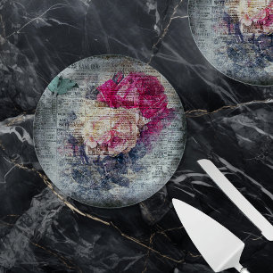 Ephemera Floral Butterfly Newsprint Paper Plate