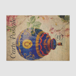 Ephemera French Postcard Hotair Balloon Decoupage  Tissue Paper