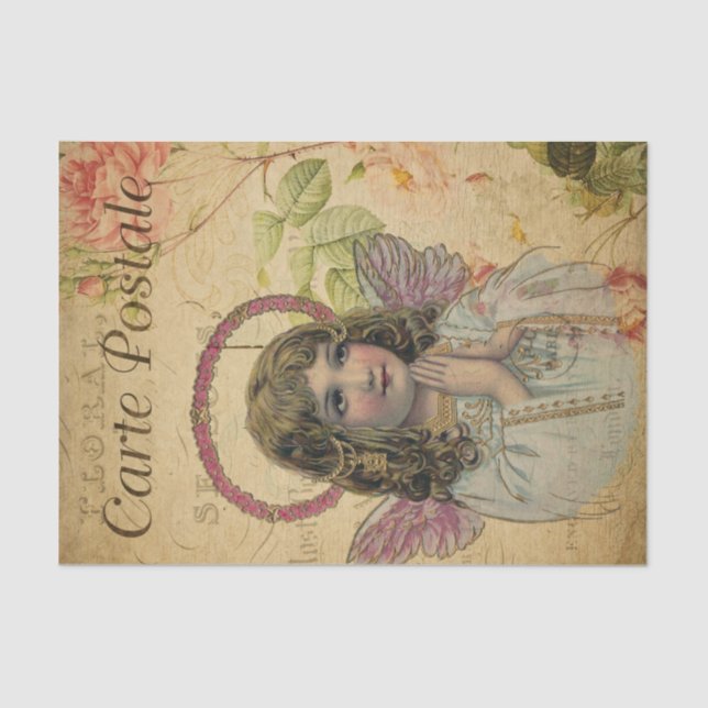 Ephemera French Postcard Little Angle Decoupage Tissue Paper (Front)
