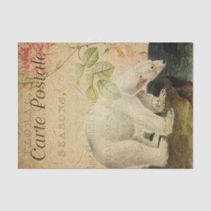 Ephemera French Postcard Polar Bear Decoupage Tissue Paper