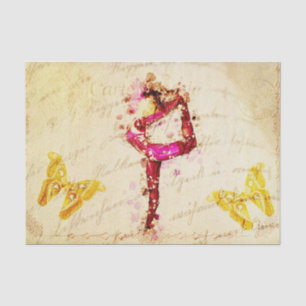 Ephemera French Woman Dancer Floral Decoupage Tissue Paper