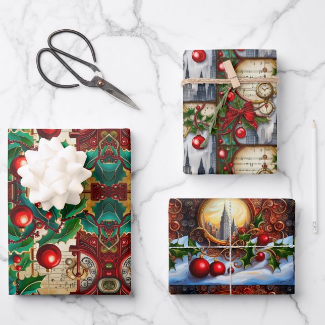 Ephemera-Inspired Christmas Wrapping Paper (Front)