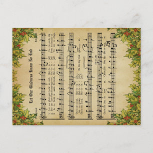 Ephemera Let Our Gladness Know No End Carol Script Holiday Postcard