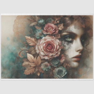 Ephemera Victorian Lady, Gothic Floral Decoupage Tissue Paper