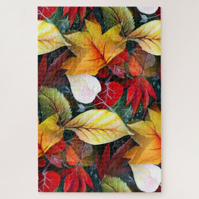 Ephemeral Autumn Foliage in Watercolor Vivid Bold  Jigsaw Puzzle (Vertical)