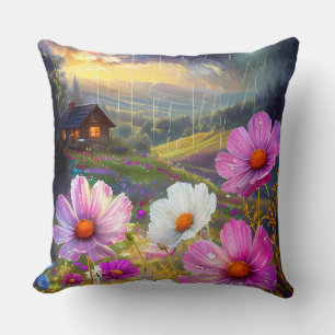 Ephemeral Bloom: A Symphony of Rain and Light Cushion