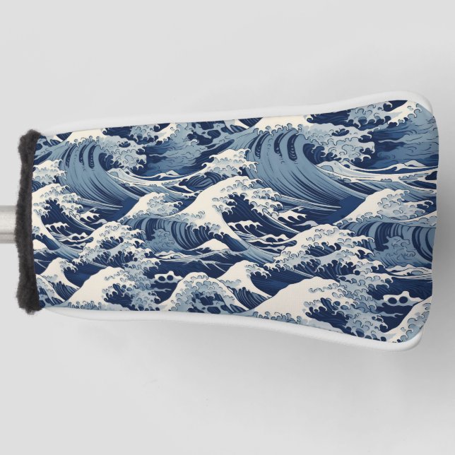 Ephemeral Crests: Hokusai Waves Reimagined Golf Head Cover (Front)