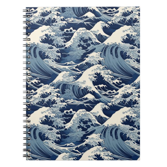 Ephemeral Crests: Hokusai Waves Reimagined Notebook (Front)