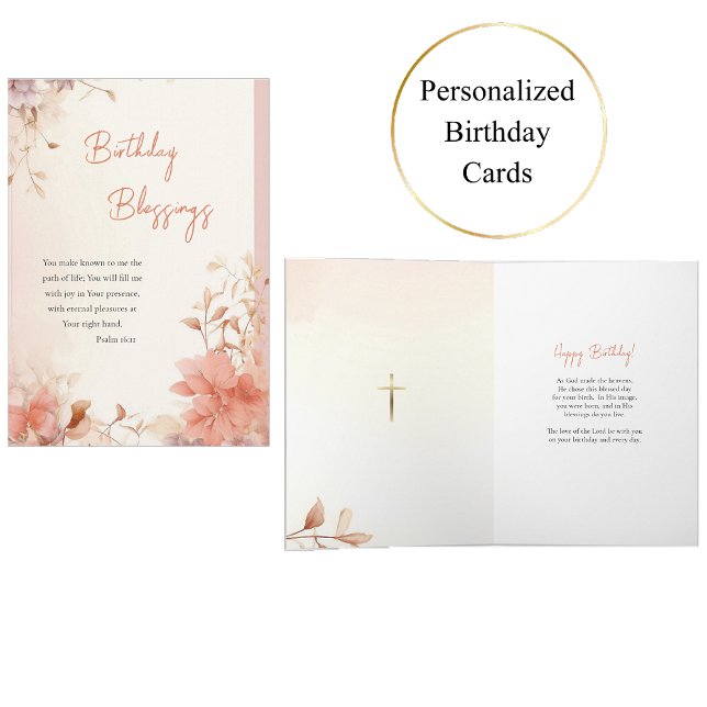 Ephemeral Dark Peach Flowers Orthodox Birthday     Card (Creator Uploaded)