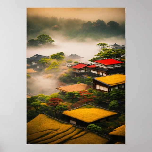"Ephemeral Forms: Foggy Japanese Abstraction" Poster (Front)