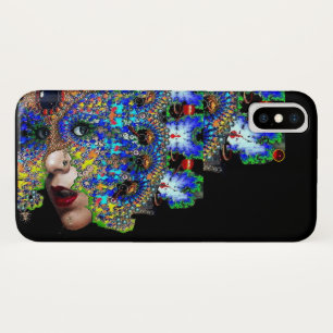 EPHEMERAL Lady With Fractal Mask Black Blue Case-Mate iPhone Case