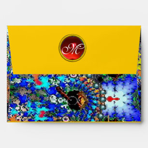 EPHEMERAL MONOGRAM blue yellow black red ruby Envelope