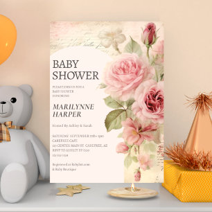 Ephemeral Vintage Roses Baby Shower Invitation