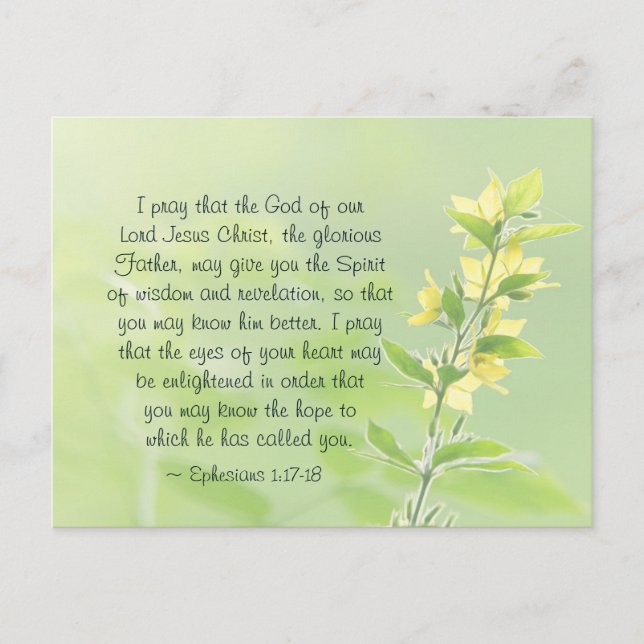 Ephesians 1:17-18 Spirit of Wisdom and Revelation Postcard (Front)