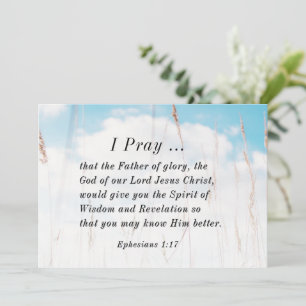 Ephesians 1:17 Bible Prayer Wisdom Revelation Card