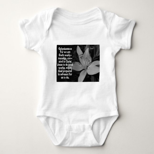 EPHESIANS 2:10 BIBLE SCRIPTURE QUOTE BABY BODYSUIT (Front)