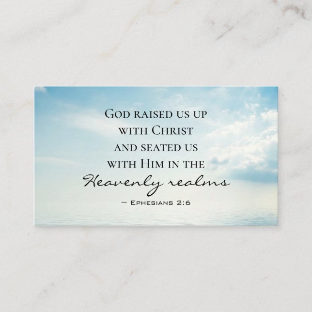 Ephesians 2:6 God raised us up with Christ, Bible Business Card (Front)