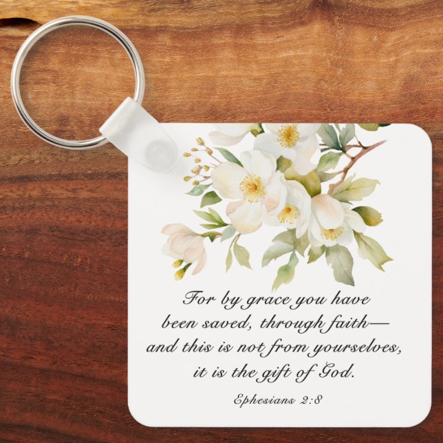 Ephesians 2:8 By Grace you have been saved Bible  Key Ring (Front)