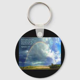 Ephesians 2:8  Rainbow Key Ring