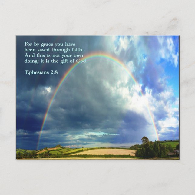Ephesians 2:8  Rainbow Postcard (Front)
