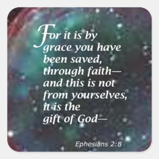 Ephesians 2:8 square sticker