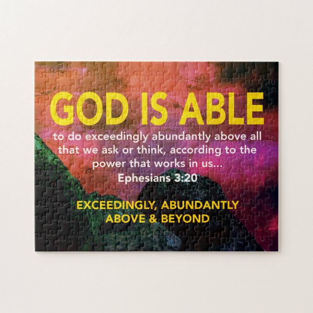 EPHESIANS 3:20 God Is Able Exceedingly RED Jigsaw Puzzle (Horizontal)